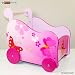 Produktbild Homestyle4u 768 Puppenwagen Schmetterling Blumen, Lauflernwagen für Mädchen, Holz Pink Rosa