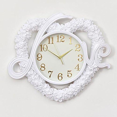 TSJT Wall Clock Heart-Shaped Modern Non-Ticking Silent Sweeping Seconds Decoration Living room Bedroom 49 * 41cm , white