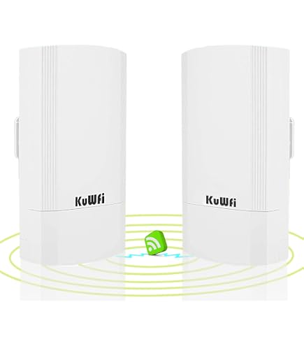 Bridge wireless da 2,4 GHz, ponte WiFi point-to-point (portata 1 km), ideale per connessioni PtP/PtMP con antenna ad alto guadagno, adattatore Type-C, 2 porte Ethernet RJ45 (confezione da 2) (bianco
