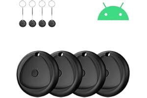 RAYKIT Android Tarcker Tags Work with Find Hub App, Keys Finder Smart Tag with 80dB Alarm Volume, Replaceable Battery, IP67 Waterproof Item Locator for Luggage, Backpack, Wallet etc, 4-Pack