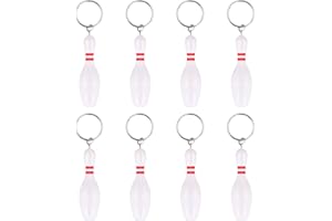 TINSELLNS 8 Pieces Sports Keyrings Bowling Keyrings Gifts for Men Women Boys Bowling Ball Key Rings with Bowling Pin Pendants Keychains Key Fobs Personalised keyring with Bowling Ball Decoration for Sports Fans