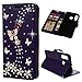 Price comparison product image MOTIKO Huawei P30 Lite Case,3D Handmade Bling Crystal Diamonds Leather Wallet Flip Case Magnetic Cover Glitter Sparkly Flowers Butterfly Card Slots Stand Protective Case for Huawei P30 Lite - Purple