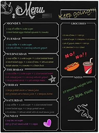 Spelled as Mondey, Magnetic Calendar Board Weekly Meal Planner, 30 x 40 cm Fridge Dry Erase Board Calendar Family Office Calendar Organiser (Black)