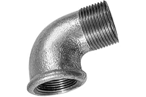 Konst-Install Temperguss Winkel 1 1/2" (IG Ø 44,9mm x AG Ø 47,8mm) 90 grad IG/AG Fitting Verzinkt (DVGW) - Temperguss Fitting für Druckluft Wasser Gas - Gewindefittings