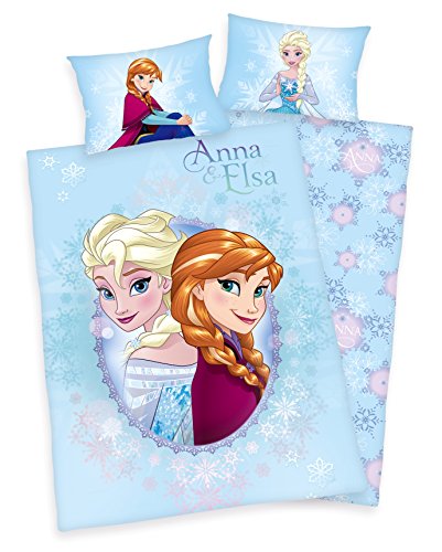 DISNEYs FROZEN DIE EISKÖNIGIN BETTWÄSCHE 80x80 135x200cm, Microfaser, bügelfrei mit Reißverschluss, neu von Herding