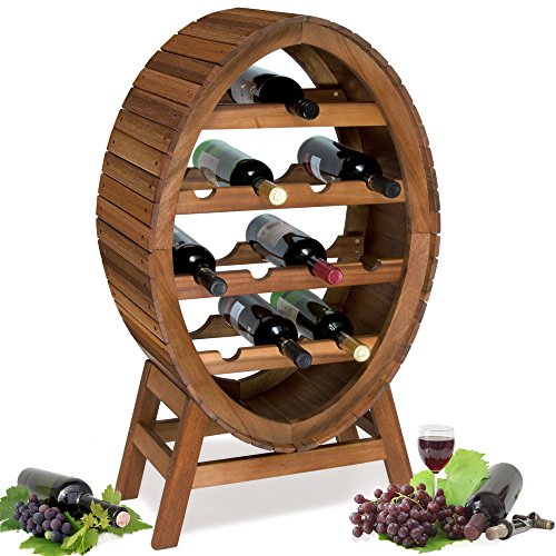 Weinregal für 12 Flaschen aus Holz im stilvollem Design Weinständer Weinfass Flaschenregal Fass Flaschenständer - 6