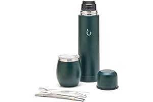 balibetov Komplettes Yerba Mate Set – Moderner Mate Gourd, Thermos, Bombilla und Reinigungsbürste im Lieferumfang enthalten – Alle Premium-Qualität 304 18/8 Edelstahl (Grün)