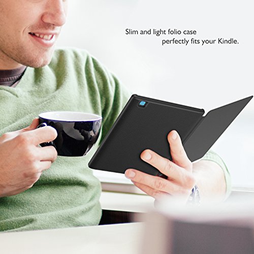 MoKo Kobo Aura One 7.8 Hülle – Ultra Lightweight Slim PU Tasche Smart Shell Case Cover mit Standfunktion für Kobo Aura One 7.8″ e-Reader 2016, Schwarz (mit Auto Schlaf / Wach Funktion) - 7