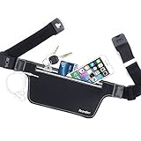 Teorder Laufgürtel Running Fitness Belt für Joggen,Outdoor Trekking,Sport Hüfttasche für iPhone 6/6s/7 Plus/Samsung Galaxy Handy, Lauftasche/Gürteltasche/Wasserdichte Fitness Gürtel / WaistPack Bauchtasche / Lauf und Sports Gürtel mit Hüfttasche / Laufen Handytasche, für Damen/Herren, mit reißverschluss,Reflektierenden Streifen,Built-in zwei Tasche(Schwarz) - 