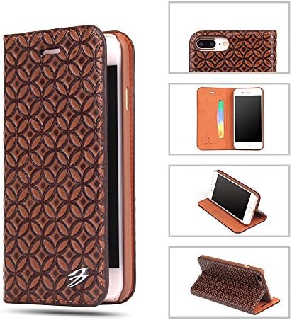 iPhone 7 Plus Cases, MS Jumpper Genuine Leather Of Cowhide Protective Cover Flip Wallet Case For iPhone 7 Plus 5.5 Inch (Brown)