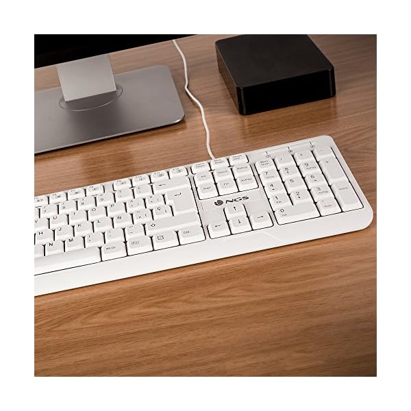 NGS Spike Teclado con Cable Conexión USB con 12 Teclas Multimedia, Teclado de Membrana Color Blanco (QWERTY Español) - Image 5