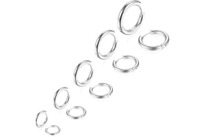 CALORS VITTON Zestaw 5 par kolczyków ze stali nierdzewnej Huggie Hoop, kolczyki dla mężczyzn i kobiet, obręcze srebrne, małe, 8–16 mm