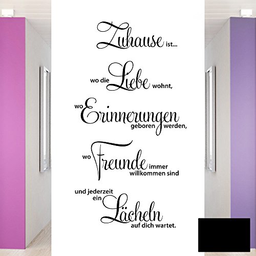 Grandora® W1124 Wandtattoo Spruch Zuhause ist wo die Liebe wohnt.. schwarz 58 x 107 cm