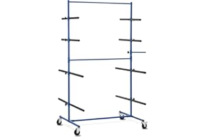 MSW MOTOR TECHNICS MSW Estante De Parachoques Soporte para Taller Chapa MSW-BPS1 (Ruedas de Polipropileno, Estructura de Acero, 8 Barras de fijación, Carga Total máx.: 160 kg)