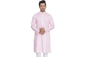 VASTRAMAY Kurta Herren-Tunika aus Baumwoll-Leinen-Mischgewebe, traditionelle indische Tunika, legere ethnische Kleidung, Hochzeit und festliche Partykleidung