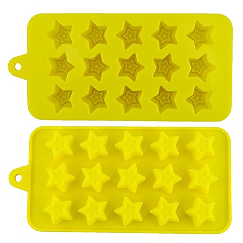 Joyoldelf Silikon Formen Süßigkeit Gebäude Ziegelstein Miniabbildungen Eiswürfel Eiswürfelformen Schokolade Soap Treat Fondant Crayons Party Form -Herzen, Sterne und Schale – 3 Stück - 9