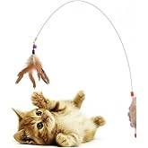 Kedi Oltası Oyun &Ccedil;ıngıraklı Renkli Boncuklu ve T&uuml;yl&uuml; Kedi Oyun Oltası, 90 cm Uzunluk, İnteraktif ve Eğlenceli Kedi Oyuncak, U