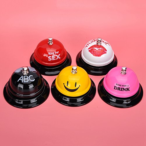 Nibesser Tischglocke Tischklingel Rezeptionsklingel Metall Hotelglockel mit Druckauslöser (Lächeln) - 4