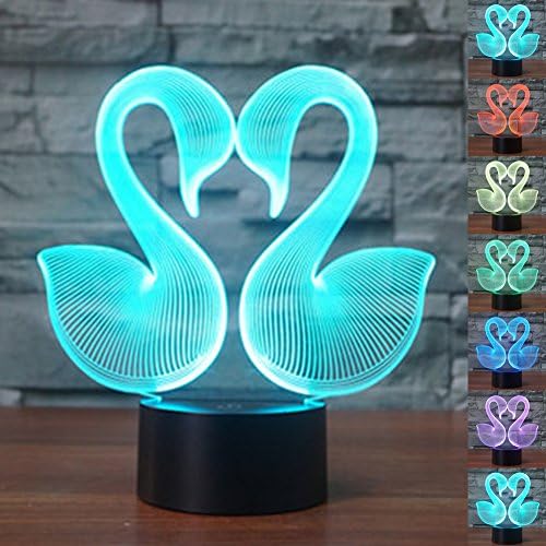 Bedoo LED Night Lights 3D Illusion Bedside Table Lamp 7 Colours Changing Sleeping Lighting with Smart Touch Button Cute Gift Warming Present Creative Decoration Ideal Art and Crafts (Goose)