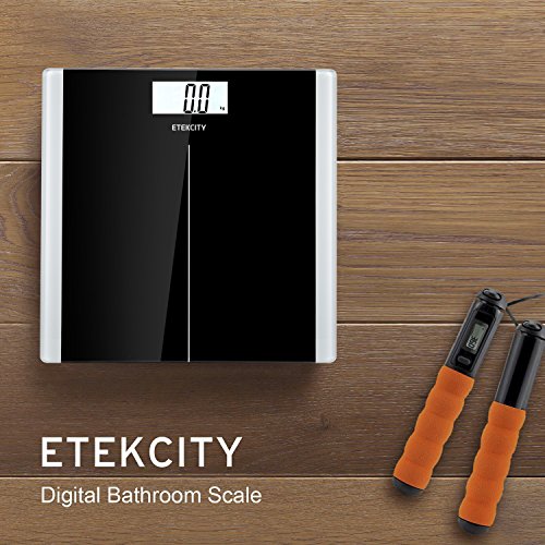 Etekcity Digitale Personenwaage Körperwaage Gewichtswaage Digitalwaage aus Sicherheitsglas, Slim Design, Schwarz - 7