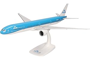 herpa Miniatura del avión KLM Boeing 777 300ER - Snap-Fit, Escala 1/200, Modelo prefabricado, maqueta de colleción, modelismo, Avion con Soporte, Figura plástico