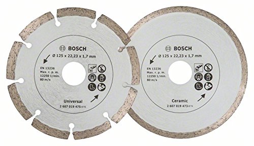 Bosch 2 Diamanttrennscheiben für Fliesen und Baumaterial, 125 mm, 2607019484