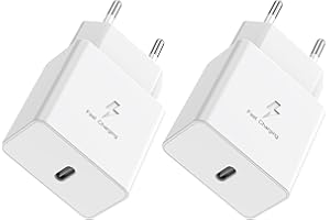 2-pak Powersky typ C ładowarka zasilacz sieciowy do Samsung Phone Galaxy S22, S21, S20, S10, S9, S8, S7 Edge/Plus/Active, Note 20,10, 9, A54, A53, A33, A23, A14, A13, wtyczka USB C szybka ładowarka