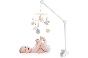 AURINOVELLIA Supporto Giostrina Lettino nuvole in Legno, Supporto per Lettino, Supporto mobile, Giostrina Culla Neonato, Accessori letto per Bambini, per Appendere Campanelli Eolici, Giocattoli (Bianco)