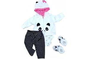 MAIHAO Vestiti per Bambole Reborn - Set di Vestiti per Bambole da 35-45 cm, Carini Panda Motivi Abito in Cotone Morbido, Abbigliamento Accessori Neonato per Ragazze e Ragazzi 4 pezzi