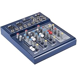 ammoon Console de Mixage Table de Mixage 3 Canaux Mic Ligne Numérique Audio Mixeur F4-USB avec 48V Alimentation pour Enregistrement DJ Karaoké