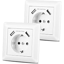 Steckdose Mit USB Typ C – Unterputz, 8,5x8,5 Cm, Weiß, EU-Standard Mit Schutzkontakt