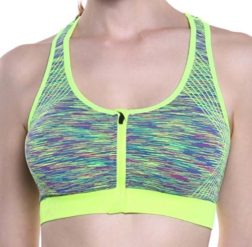 New Non-steel Sports Bra Beauty Back Front Zipper Professional Running Yoga Underwear ( Color : Green )