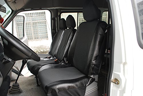 WOLTU AS7323 Housse de siège pour camionnette couverture de siège de camion en polyester et imitation cuir,Noir Gris