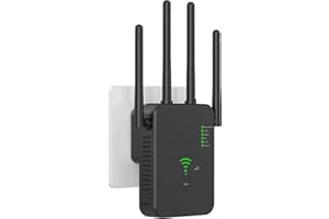 QFLFDETALL Ripetitore WiFi, estensore, amplificatore di segnale WiFi, 4 antenne, 2 porte LAN, amplificatore WiFi casa e ufficio, copre una superficie di 300 metri quadrati, facile da configurare, Ferroso