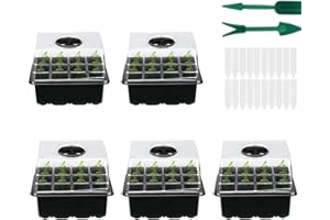 SHJOEE Zestaw 5 mini szklarnia do uprawy roślin, zestaw 12 otworów, szklarnia pokojowa, skrzynka do uprawy, tworzywo sztuczne, pojemniki do uprawy roślin z pokrywką, wentylacja, idealne do uprawy ziół, roślin