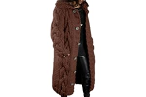 XUYue 2022 Hand-Knitted Thick-Line Jumper Coat, Women Long Solid Color Winter Casual Plus Size Knit Cardigan Sweater