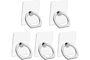 VOVIGGOL Uchwyt pierścieniowy na telefon komórkowy, 5 szt., obrót o 360 stopni, przezroczysty, uchwyt na telefon komórkowy, uchwyt na palec, kompatybilny z telefonami komórkowymi, smartfonami,