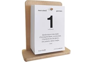 Q&BGRAFICHE Calendario 2025 da tavolo - Calendario Aforismi Motivazionale con Frasi Filosofiche da Scrivania con SUpporto in Legno 2025 (CAL-FILO)