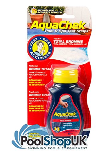 AquaCheck bromo tira de prueba 50 unidades para jacuzzi piscina Spa tiras 4 way