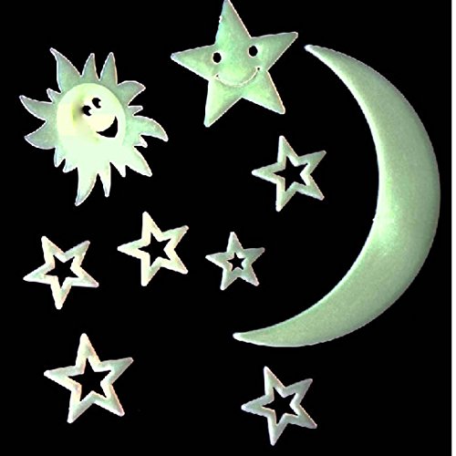 GGG Leuchtende Sonne Mond Sterne Aufkleber Stereoskopischer Raum-Wand-Aufkleber - 3