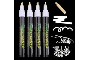 DEEPTON Kreidestift Weiß, Kreidestifte für Tafel Abwaschbar, 4 Stück Kreidemarker, Chalk Marker 3mm + 5mm Spitzen, Kreidestifte für Fenster Weihnachten