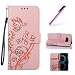 Produktbild EMAXELERS Galaxy S8 Plus Hülle Retro Elegant Bunte Blumen Schmetterling Muster PU Leder Ledercase Flip Tasche Wallet Schutzhülle Etui Hülle für Samsung Galaxy S8 Plus,Pink Narcissus Butterfly
