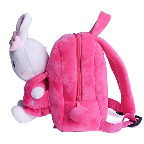 Gloveleya Children's Backpack Baby Toddler Kids 3D Cartoon Rabbit Plush Bunny Pink Bag
