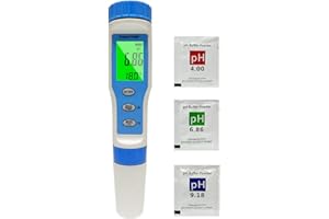 Ueomul Misuratore pH Digitale 3 IN 1 con TDS Temperatura, Tester pH Acqua multiparametrico alta precisione risoluzione 0,01 Impermeabile IP67 Analizzatore Qualità Acqua con funzione ATC