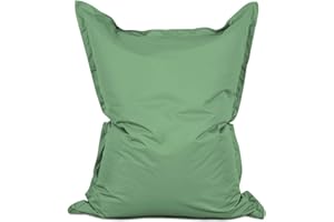 Lumaland Pouf géant XXL 140 x 180 cm | Coussin de couchage imperméable pour l'intérieur et l'extérieur avec plus de 3 millions de perles EPS adaptatives | Bean Bag avec housse lavable [Vert pastel]