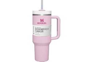 JiaMeng-ZI 40oz/1.18L Thermobecher mit Strohhalm und Henkel Kaffeebecher To Go mit Deckel für Kalte Heiße Getränke Edelstahl Tragbare Trinkbecher (Pink, Einheitsgröße)