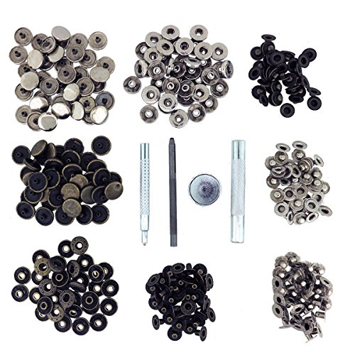 80 Druckknöpfe Silber und Bronze 15mm Druckverschluss, Druckstanze mit Flickwerkzeug von Kurtzy TM