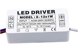Yhloubb LED Driver 1pcs AC85-265V Driver di trasformatori a LED, 8-12W 300mA