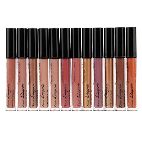 MagiDeal 12 Stück / Lippenstifte Set Flüssigkeit Lip Gloss Dauerhaft und Wasserfest Lippenglanz (8 matte colors and 4 metallic colors) - 4