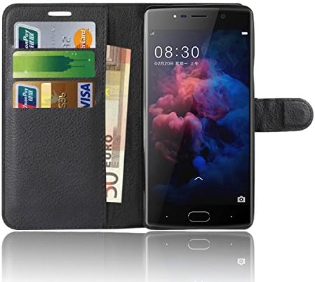Doogee Bl7000 Case , Anzhao Premium PU Leather Wallet Flip Cover Case With KickStand and Card Slots for Doogee Bl7000 (Black)